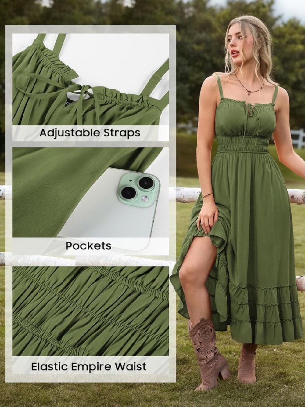 Boho Flowy Summer Maxi Dress | Women's Milkmaid Sundress | Perfect for Vacations - Picture 5 of 7